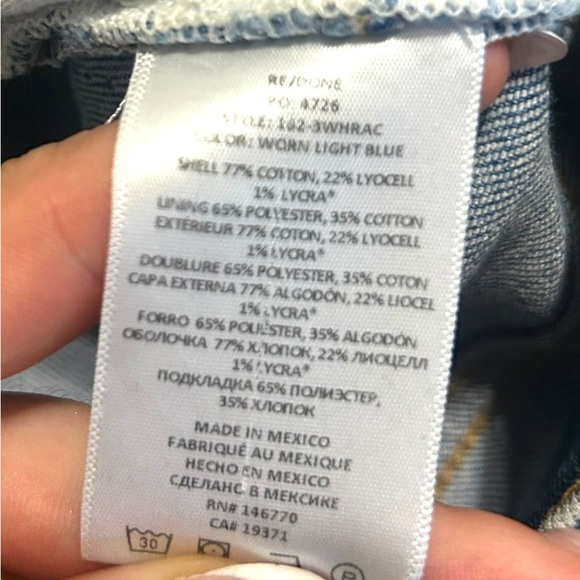 RE/DONE 90’s High Rise Ankle Crop Denim Worn Light Blue Size 26 EUC - Picture 12 of 12